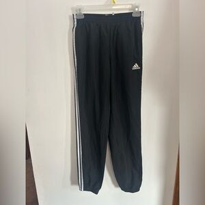 Adidas Kids Black Joggers with White Stripes